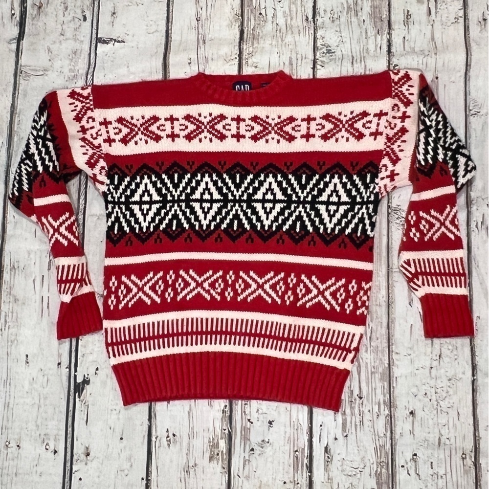 Vintage Gap Multi Color Ski Skiing 1980s Crewneck Sweater Sweatshirt